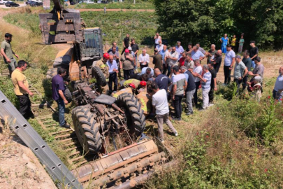 Kontrolden çıkan traktör köprüden aşağı uçtu